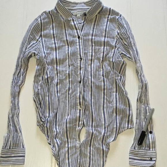 Madewell Striped Tie-Front Shirt Size XXS - Picture 2 of 5